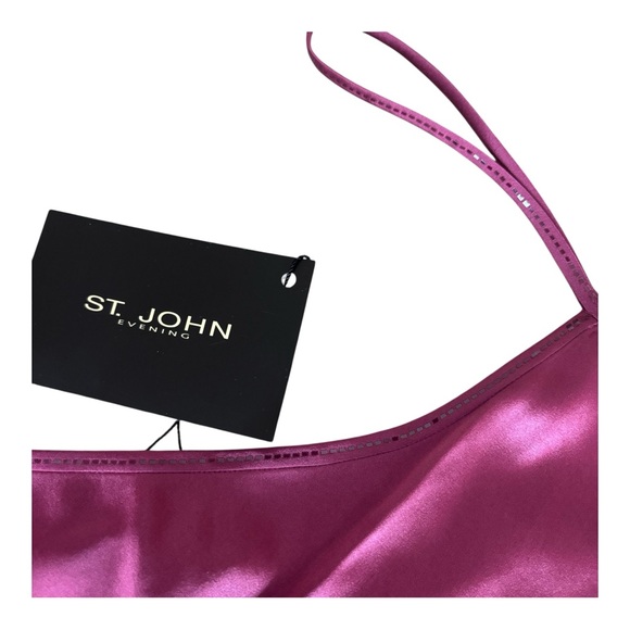 NWT St. John Evening Red Clay Silk w Embellished Trim Cami Top Sz L - Picture 3 of 8